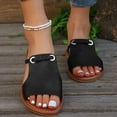 thumbnail image 2 of Xfvqtps Slide Sandals for Women Flat Sole Side Cut out Wide Band Flat Sandals Open Toe Casual Shoes Slide Slippers Black, 2 of 9