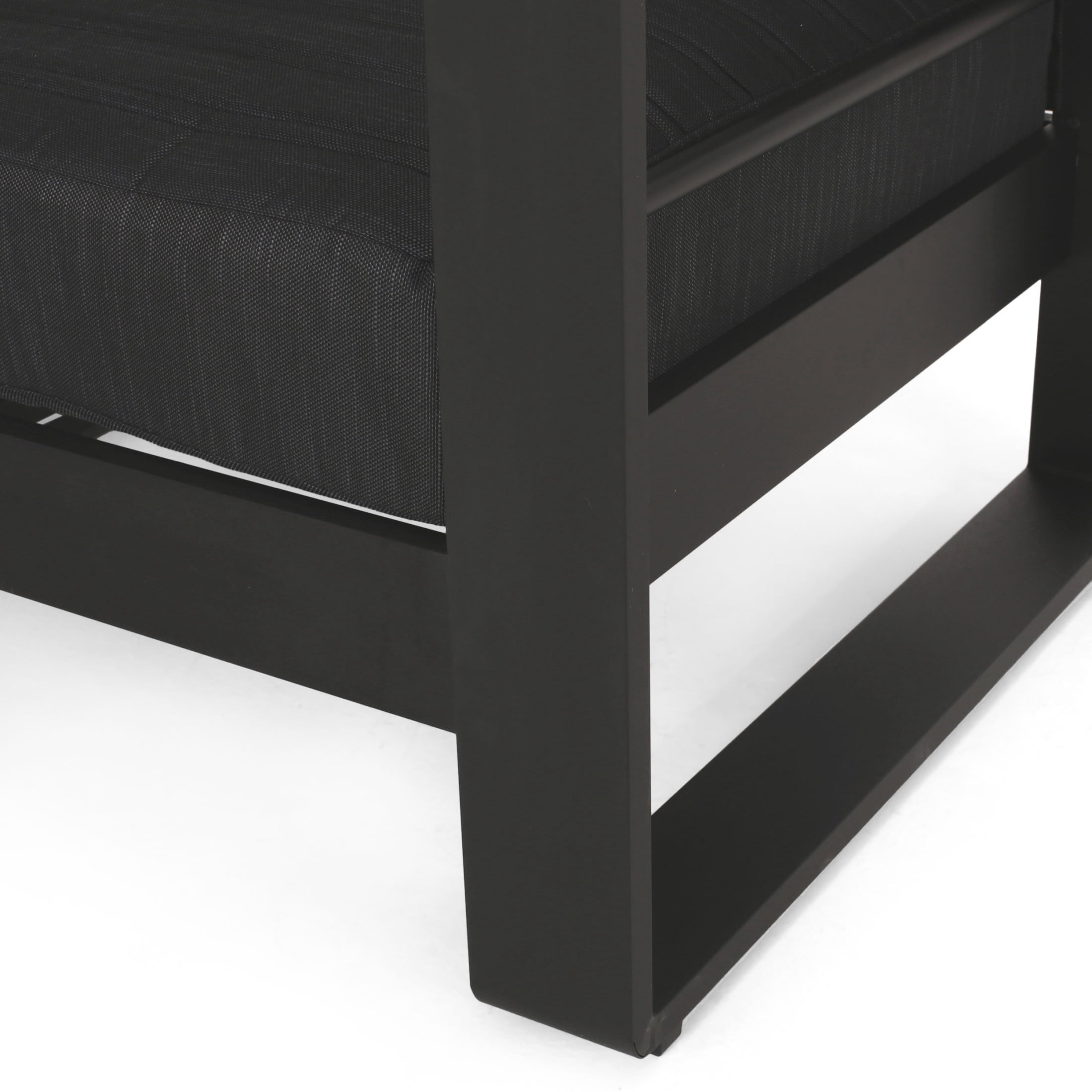 Christopher Knight Home 2-Piece Modern Patio Chat Set, Aluminum Club Chairs & Side Table, Black+White