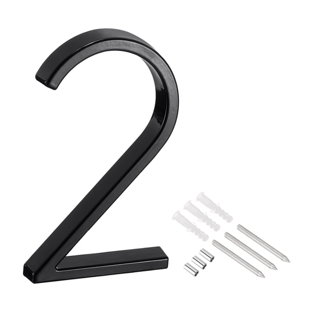 5 Pulgadas Flotante Hogar Número 2, Zinc Aleación Moderno Exterior Dirección Cartel para Puerta Jardín Patio Buzón, Negro