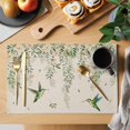thumbnail image 2 of Watercolor Floral Placemats Set of 4 Spring Flowers Birds Plants Country Beige Place Mats Indoor Wipeable Table Mats Washable Dining Table Placemats for Kitchen Holiday Party Home Decor 13x19 Inch, 2 of 9