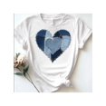 thumbnail image 1 of Stylish Women's Casual Tee – Short Sleeves with Charming Heart Denim Print, 1 of 7