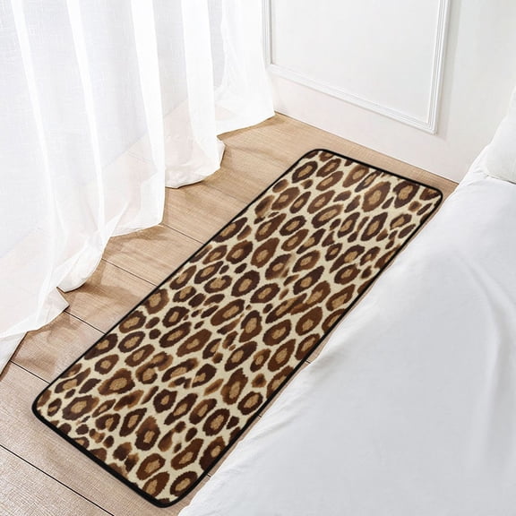39x20 Inch Non-Slip Floor Mat Hallway Runner Rug Entrance Floor Mat Runner for Kitchen and Living Room Brown Leopard Print Pattern