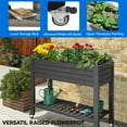 thumbnail image 4 of Dextrus Large Outdoor Elevated Resin Garden Bed,Patio Planter Box with Legs&Wheels and Storage Shelf for Plants and Flowers,Ideal for Outdoor Gardening - Black, 4 of 5