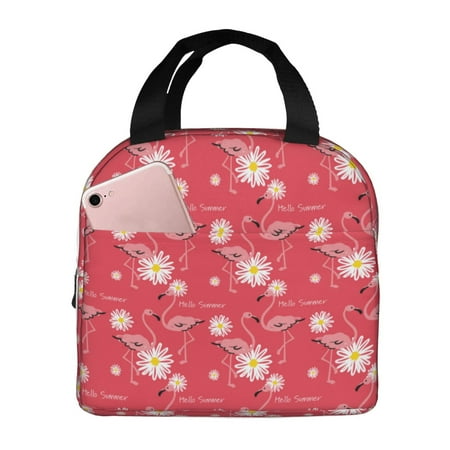 Insulated Lunch Bag for Women Men - Hello Summer Flamingo Leakproof Cooler Lunch Box for Women Men  Lunch Tote Bags for Work School Picnic Travel