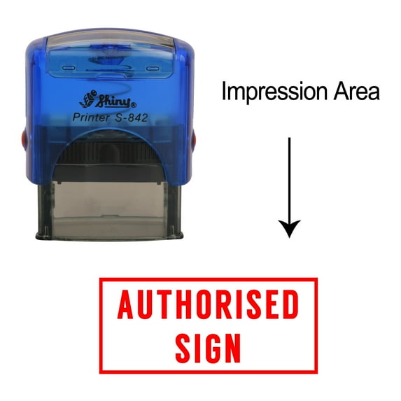 eloria Authorised Sign Self Inking Rubber Stamp Business Custom Stamp Office Stationary, Color: Red Ink