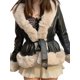thumbnail image 1 of Txlixc Chaqueta de cuero de mujer con cuello de felpa de contraste casual Txlixc moda, 1 of 8