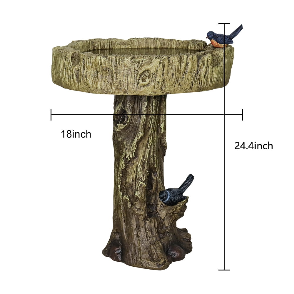 Trunk Shape Birdbaths for Outdoors, 18in Wide Garden Bird Bath Statues, Outdoor Decor for Garden, Patio, Yard, Deck