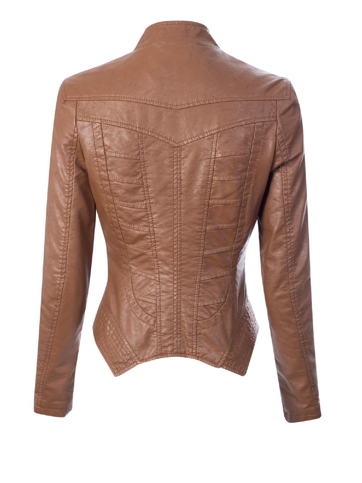 Design by Olivia Womens Fashion Motorcycle Asymmetrical Cropped Faux Leather Jacket