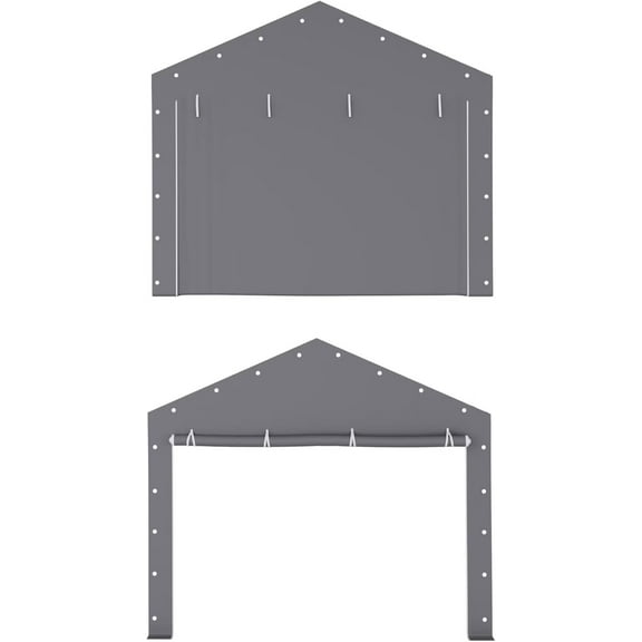 2 Pcs Zipper Doors Portable Carport Windproof Heavy-Duty Garage Top Tent Shelter Tarp, 13' x 20' - 13' x 25' (Doors ONLY), Gray