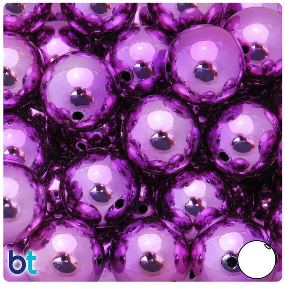 BeadTin Purple Metallic 20mm Round Plastic Beads (10pcs)