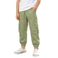 thumbnail image 6 of Summer Boys Girls Cargo Pants Elastic Waist with Pockets Green Joggers Hiking Wide Leg Cargo Pants Y2K Street Baggy Trousers 4T, 6 of 8