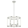 thumbnail image 2 of Hunter - Astwood 4-light Polished Nickel, Medium Size Chandelier, Dimmable, Caged Style, Drum Shaped, for Bedrooms, Dining, Living Rooms - 19957, 2 of 8