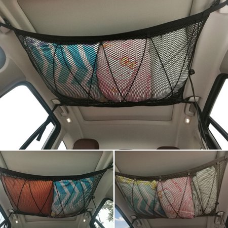 ODOMY Car Roof Cargo Net Mesh Ceiling Hanging Luggage Storage Organizer Pocket