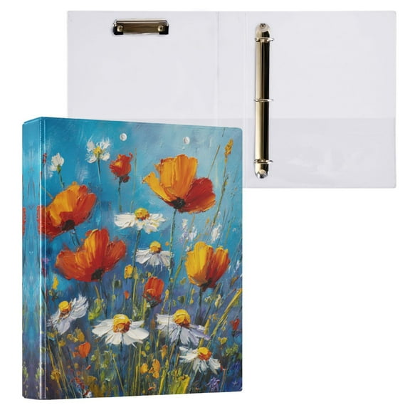 Abstract Floral 3 Ring Hardcover Binders 1.5in Round Rings for Letter-Size Folder Paper Organizer Pockets for Office Student Recipe