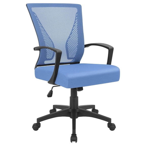 Office Chair Ergonomic Computer Desk Mesh Chair Back Swivel Lumbar Support with Armrest (1, Blue)