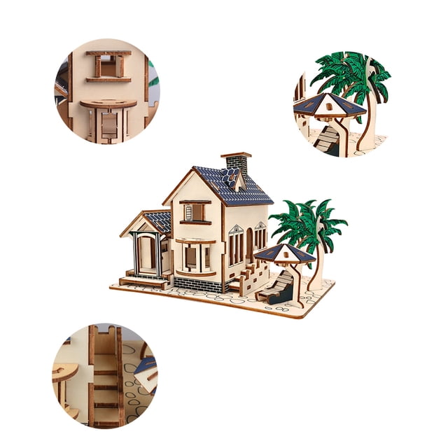 Rompecabezas de juguete de madera 3D modelo de casa de construcción de Villa rompecabezas para ANGGREK Otros