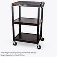 thumbnail image 2 of Luxor Leader Adjustable-Height Three-Shelf Media Utility Cart, 24" W x 18" D, Black, 2 of 12