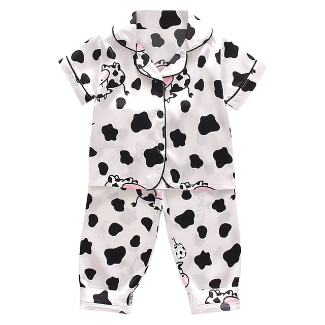 Ensemble de Pyjama en Satin pour Enfants avec Chemise Boutonnée et Pantalon Long en Soie