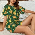 thumbnail image 4 of Sikiie Pizza Womens Pajama Sets Short Sleeve Top With Pants Sleepwear 2 Piece Lounge SetXX-Large, 4 of 6