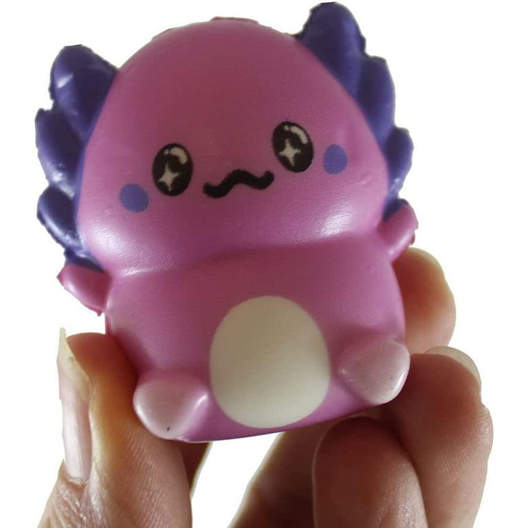 Mini 2 Axolotl Slow Rise Squishy Toys - Memory Foam Party Favors, Prizes, OT 6 Random Colors