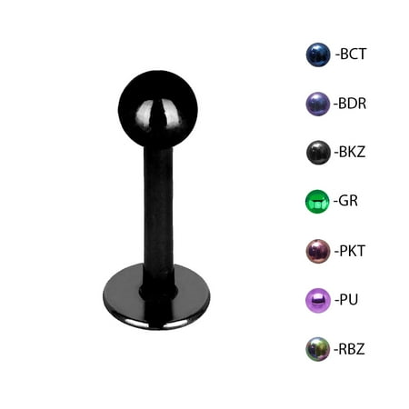 Rings Monroe Gem Body Jewelry - Lex & Lu Titanium Labret Tragus Lip Ring Monroe Body Piercing 16&14 Gauge