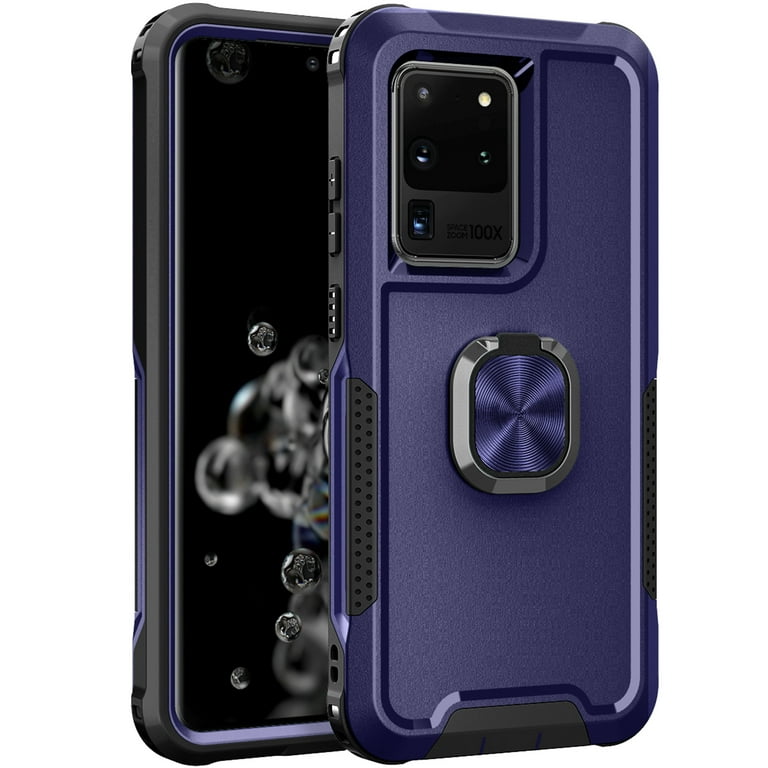 Samsung Galaxy S20 Ultra Case, Dteck Hybrid Rugged Shockproof Case with  Ring Holder Kickstand, Compatible with Magnet Car Mount, Support Wireless