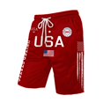 thumbnail image 4 of IWRICH USA Shorts for Men Flag Printed Elastic Waist Pants Drawstring Casual Loose Fit Shorts with Pocket Red L, 4 of 4