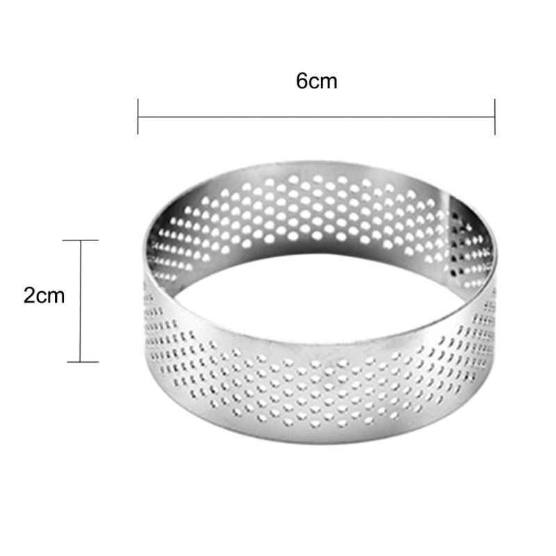 4-Sizes Stainless Steel Round Perforated Tart-Ring Mousse Cake Ring Baking Tools 