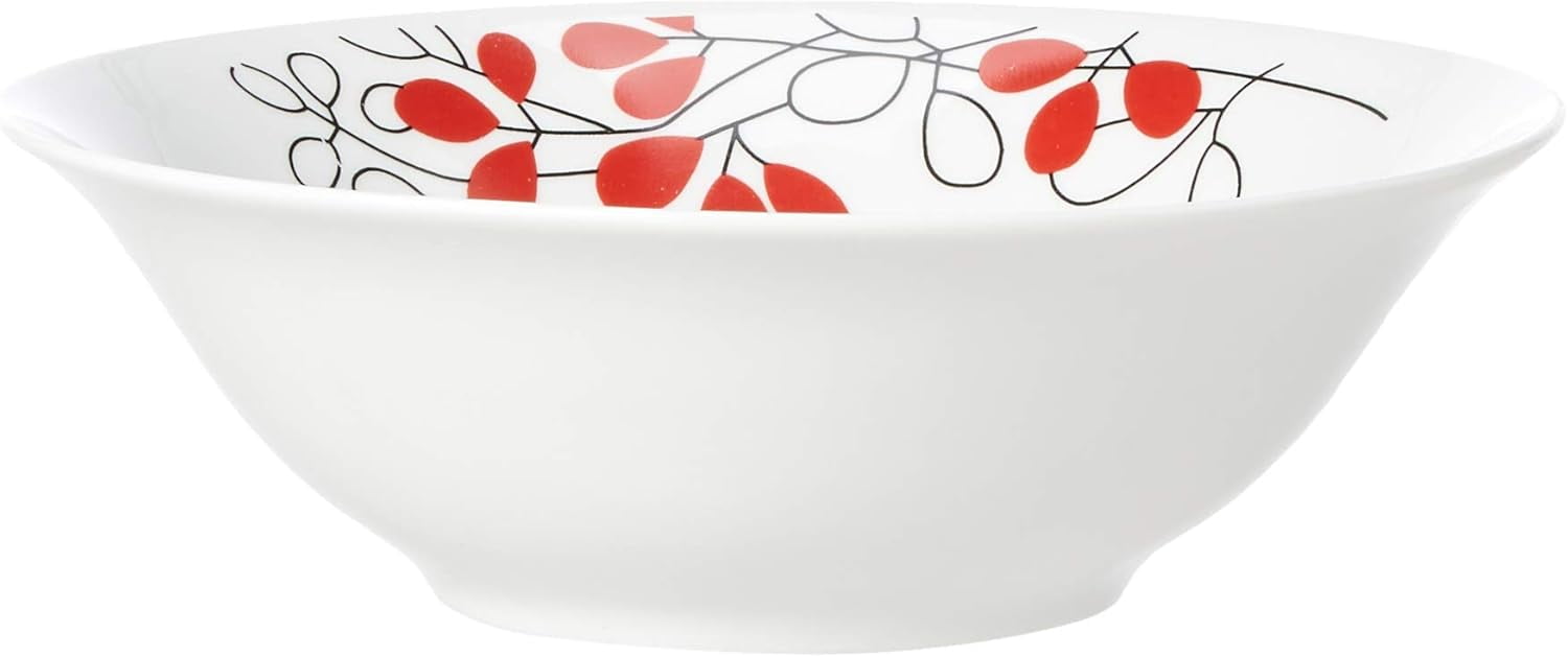 Gibson Scarlet Leaves 12-Piece Porcelain Dinnerware Set – Red & Gray Leaf Design, Service for 4 – Microwave & Dishwasher Safe
