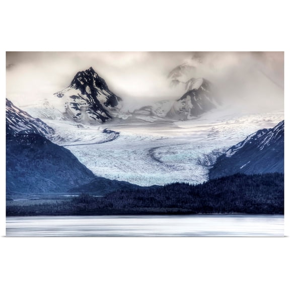 Great BIG Canvas | Rolled Poster Print entitled View of Grewingk Glacier flowing into Kachemak Bay, near Homer, Kenai Peninsula, Alaska