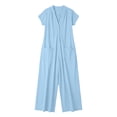 thumbnail image 7 of Guluxicc Jumpsuits for Women Casual Summer Sleeveless V Neck Button Down Overalls Beach Travel Vacation Rompers with Pockets, 7 of 7
