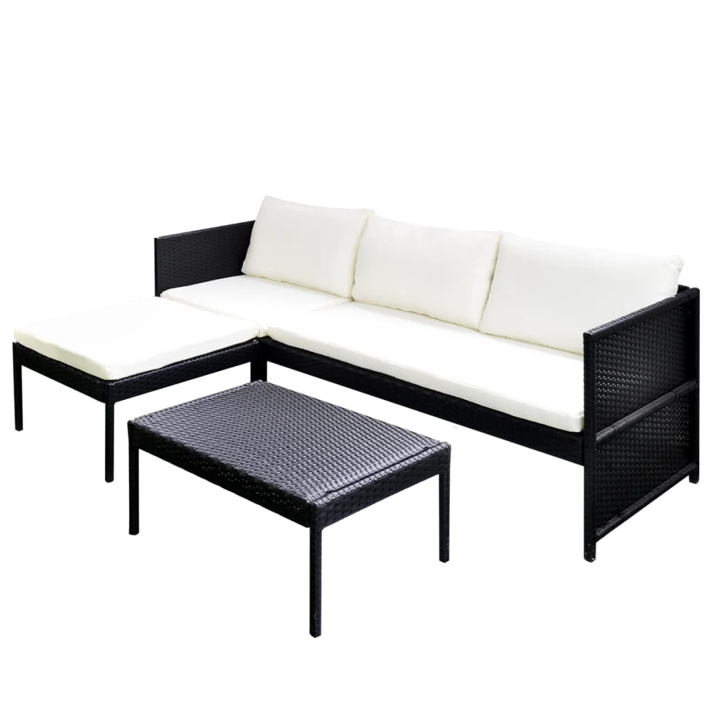 Kepooman Outdoor Patio L-Shaped Rattan Sectional Sofa Set with Cushions, Black Kepooman Outdoor Patio L-Shaped Rattan Sectional Sofa Set with Cushions, Black