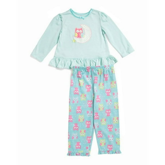Little Me Toddler Girl's Owl Mint Green Long-Sleeved Pajama Set, Size 3T