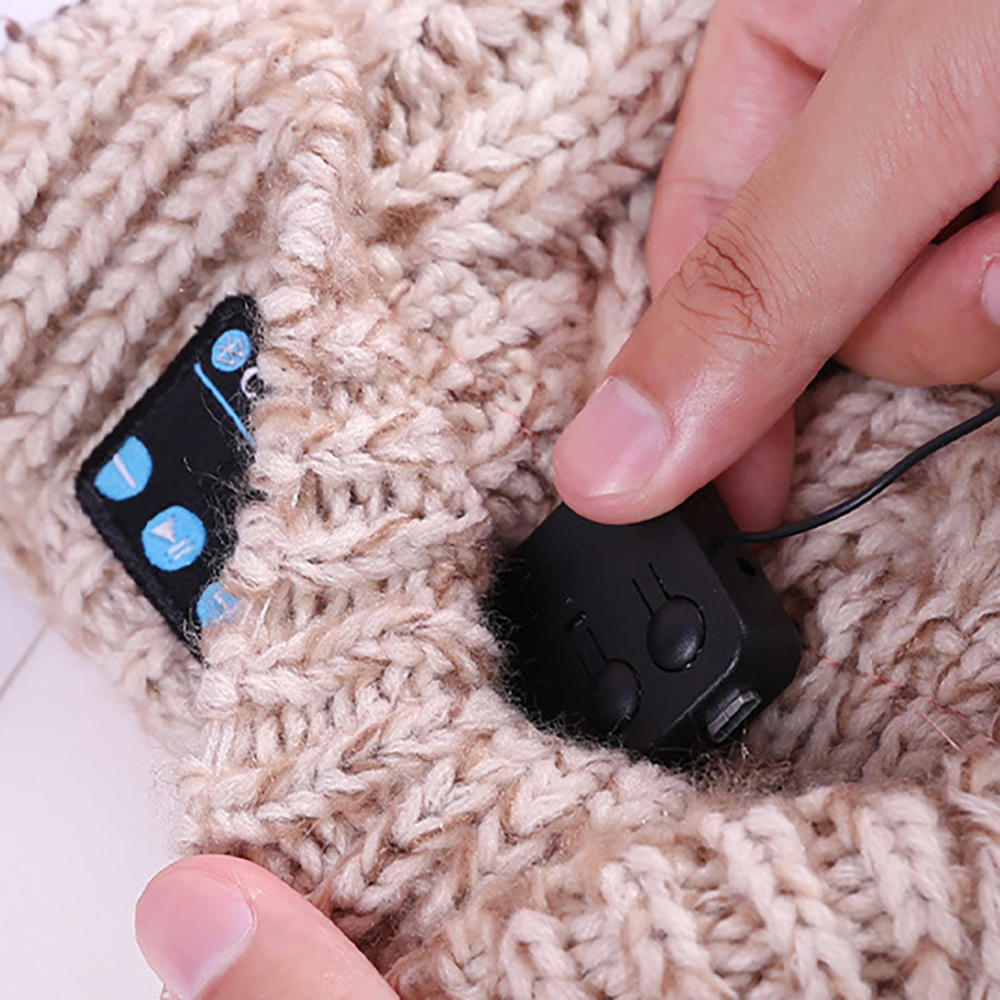 Wireless Beanie Hat Headphones | Music Winter | Knit Stereo Headphone Cap Women Soft Hat with Pompon | for Skiing