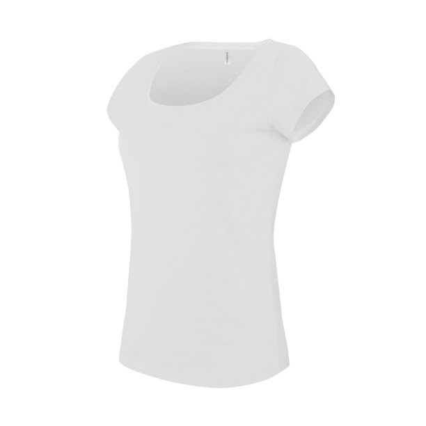 Kariban - Camiseta de manga corta con cuello barco para mujer (Blanco)