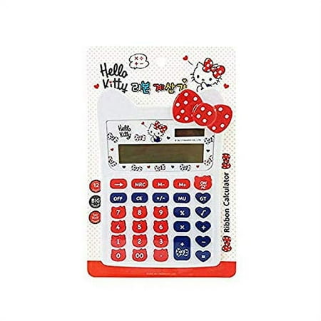 Sanrio Hello Kitty 12 Digits Solar Powered Calculator - Ribbon (White)