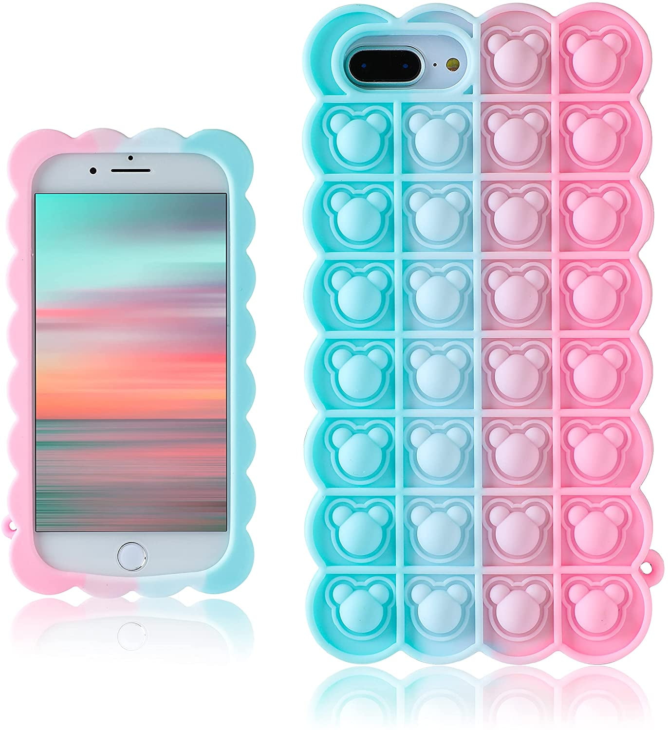 Pink Blue Bear For Iphone 6 Plus 6s Plus 7 Plus 8 Plus Case Silicone Case U02design Funny Cute Unique Fidget Aesthetic Cover Cases For Boys Girls Youth For Iphone 6 6s 7 8 Plus 5 5 Walmart Com