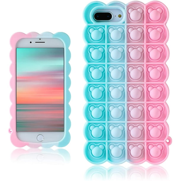 Pink Blue Bear For Iphone 6 Plus 6s Plus 7 Plus 8 Plus Case Silicone Case U02design Funny Cute Unique Fidget Aesthetic Cover Cases For Boys Girls Youth For Iphone 6 6s 7 8 Plus 5 5 Walmart Com