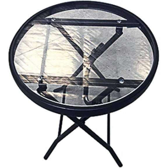 Marbella 16 Inch Foldable All Weather Steel Round Outdoor Side and End Table for Patios, Gardens, and Balconies, Black