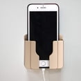 thumbnail image 3 of 2PCS Sticky on Wall Stand Mount Mobile Phone Charger Socket Pocket, Storage Box Cell Phone Remote Control Holder, Damage-Free Universal Dock Case with Double Sieded Foam Tape (Gold), 3 of 5