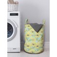 thumbnail image 3 of Floral Laundry Bag, Continuous Innocent Echinacea Hand Drawn Sketch, Hamper Basket with Handles Drawstring Closure for Laundromats, 13" x 19", Pastel Yellow Pale Blue, by Ambesonne, 3 of 4