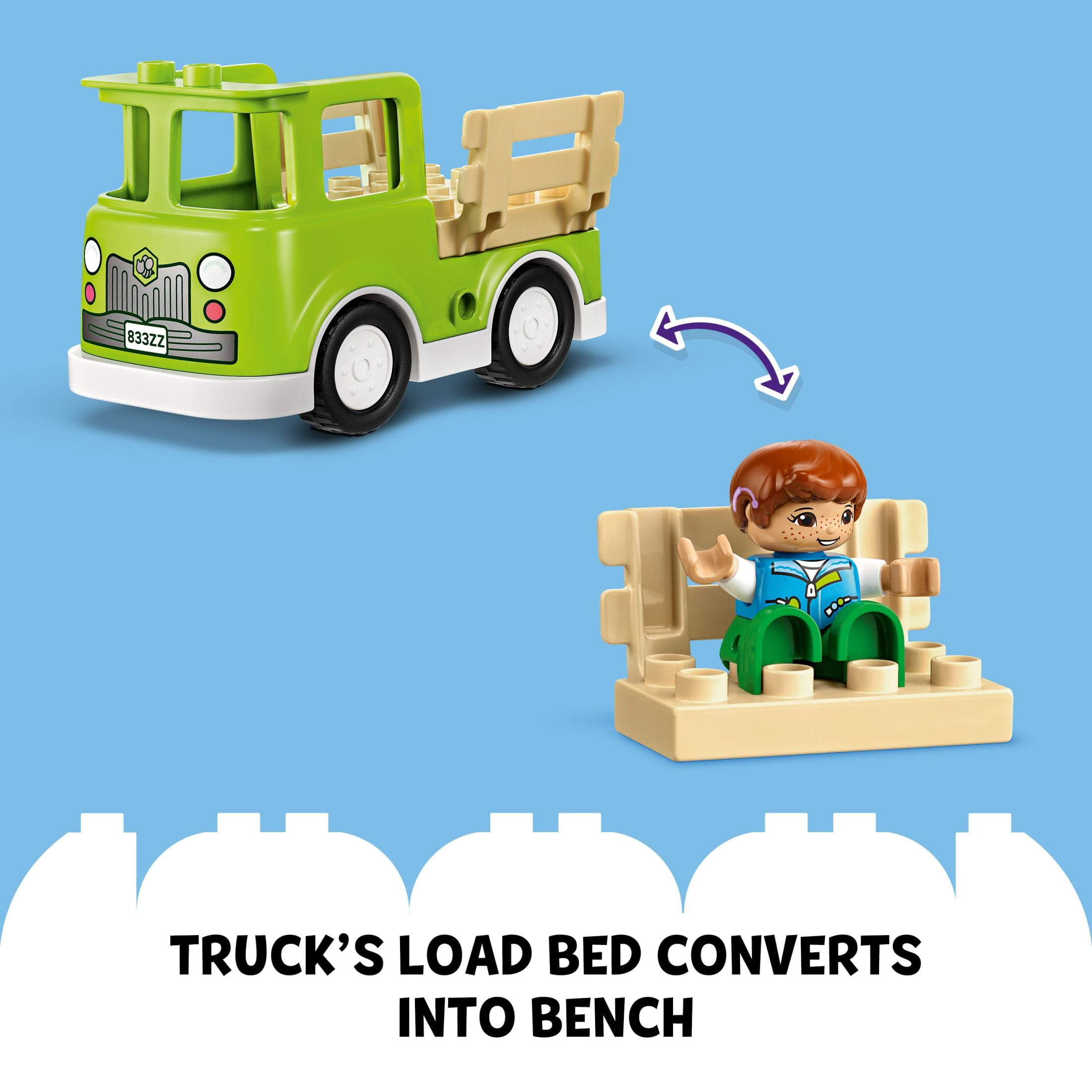 LEGO DUPLO Town Caring for Bees & Beehives Preschool Kids’ Learning Toy, 2 Figures and a Drivable Truck, STEM Toy,  Build-and-Rebuild Educational Set for Toddlers Ages 2 Years Old and Up, 10419