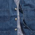thumbnail image 6 of Jackets for Men, Summer Men's Casual Denim Cotton Utility V Neck Vest, Outdoor Button Up Sleeveless Vest, Hiking Fishing Outwear, 6 of 6