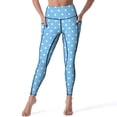 thumbnail image 3 of Sky Blue Polka Dots Yoga Pants Women Retro Print Leggings High Waist Yoga Legging Stretch Graphic Fitness Running Sports Tights, 3 of 6