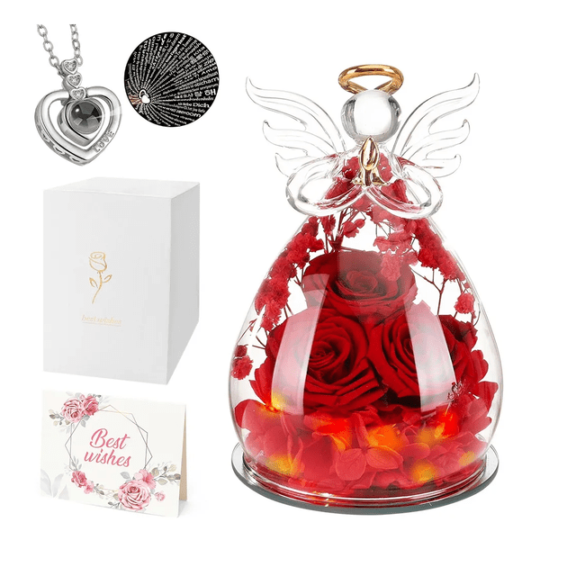 Flores Rosas Eternas Mujer Regalo Día De La Madre Collar Luz Xtellar rojo