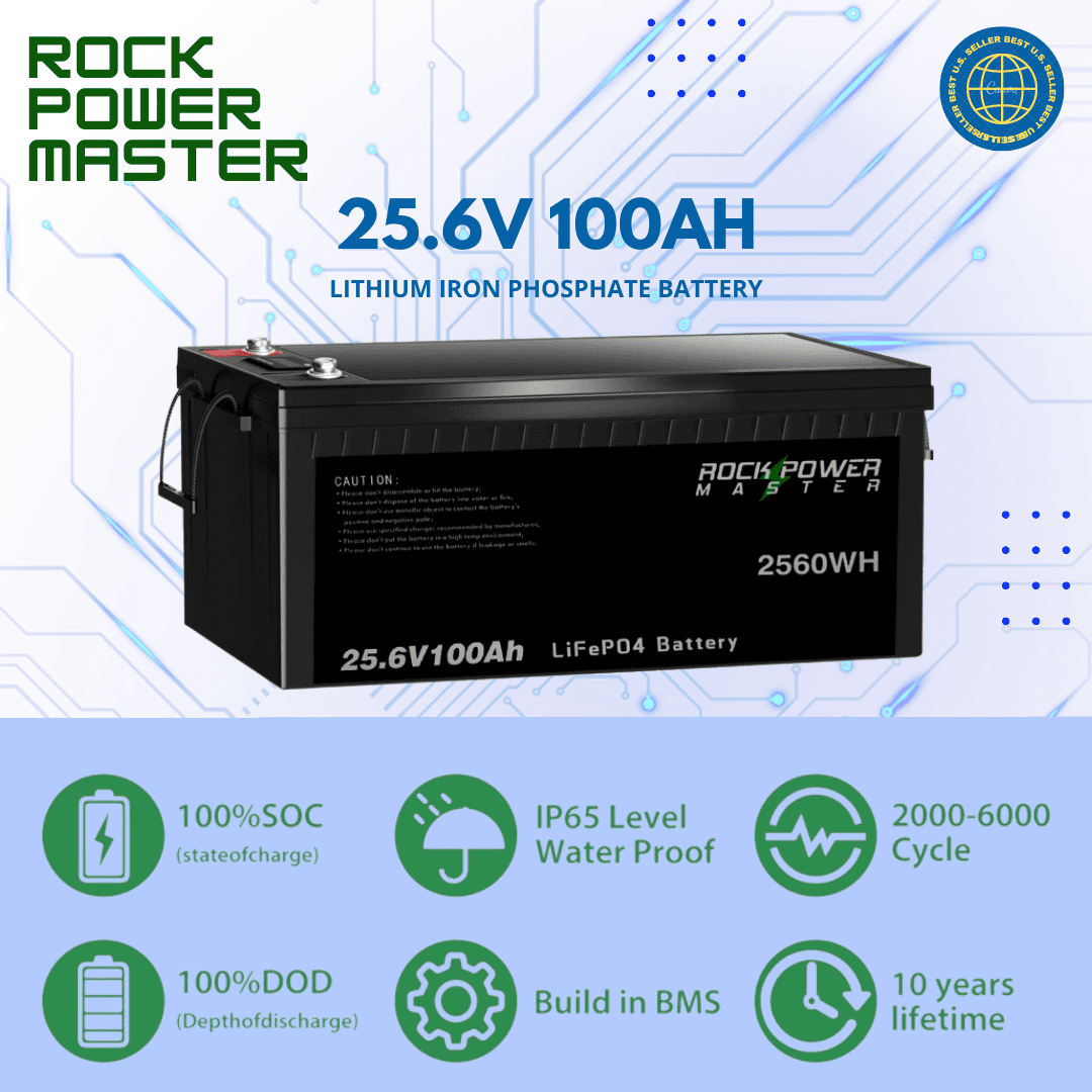 24V100Ah / 24V200Ah LiFePO4 Battery with Built-in BMS, Lithium Rechargeable Battery for RV, Solar, Marine, Home Energy, Off-Grid Applications etc.