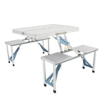 GoDecor Folding Picnic Table With 4-Person Chair Seats, Foldable Camping Table, Aluminium Alloy