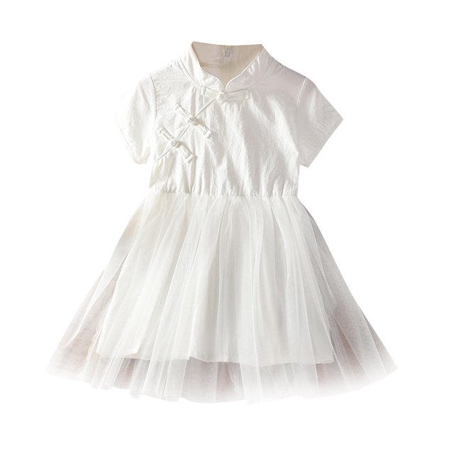 zbxnLI Robe Blanche pour Filles Manches Courtes en Maille Robe de Princesse pour Fête d'Anniversaire Robes de Mariage pour Tout-Petits Filles
