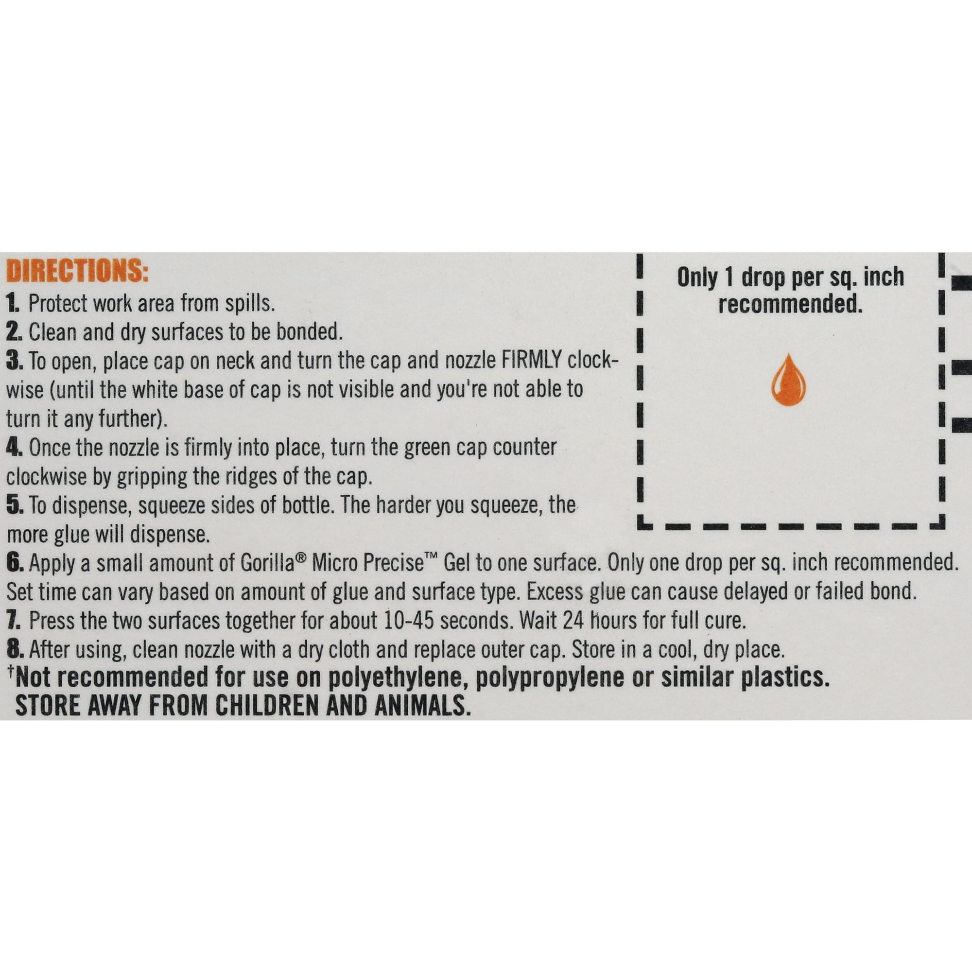 Gorilla Glue Clear Micro Precise Super Gel Bottle, 5.5 Grams, initial dry time 10-45 seconds - Pack of 4