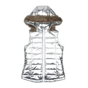 PS FROM AEROPOSTALE Fur Trim Hooded Vest (Little Girls & Big Girls)